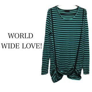 ワールドワイドラブ(WORLD WIDE LOVE!)のWORLD WIDE LOVE!【美品】サスペンダー調 ボーダー 長袖 トップス(カットソー(長袖/七分))