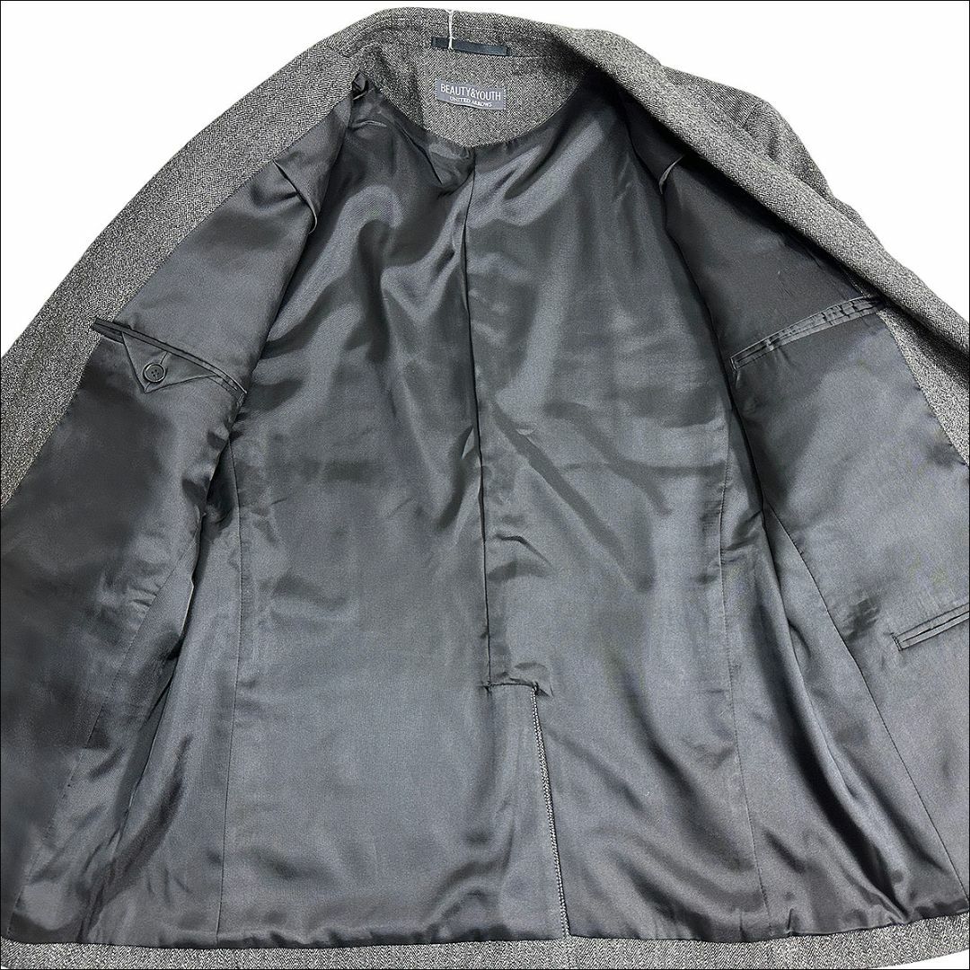 J5144超美品 ビューティ&ユース セミツイードカシミヤ混セットアップ濃