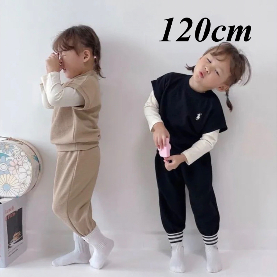 キッズ3点セット　ベージュ120cm  キッズ/ベビー/マタニティのキッズ服男の子用(90cm~)(Tシャツ/カットソー)の商品写真