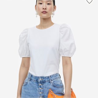 エイチアンドエム(H&M)のH&M パフスリーブトップス(シャツ/ブラウス(半袖/袖なし))