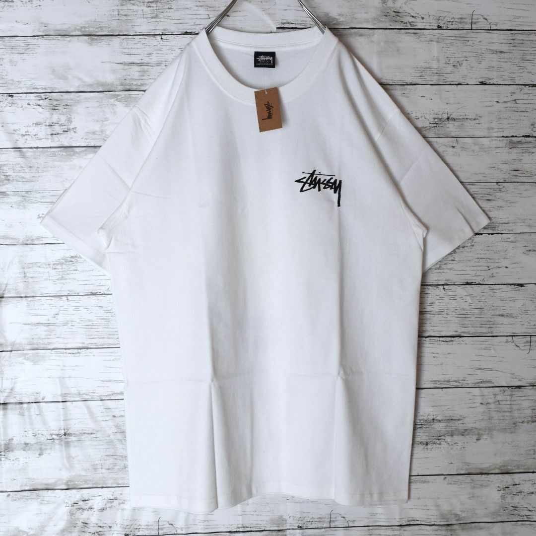 ステューシー】正規・新品タグ フラワー ビッグロゴ ホワイト L Tシャツ-