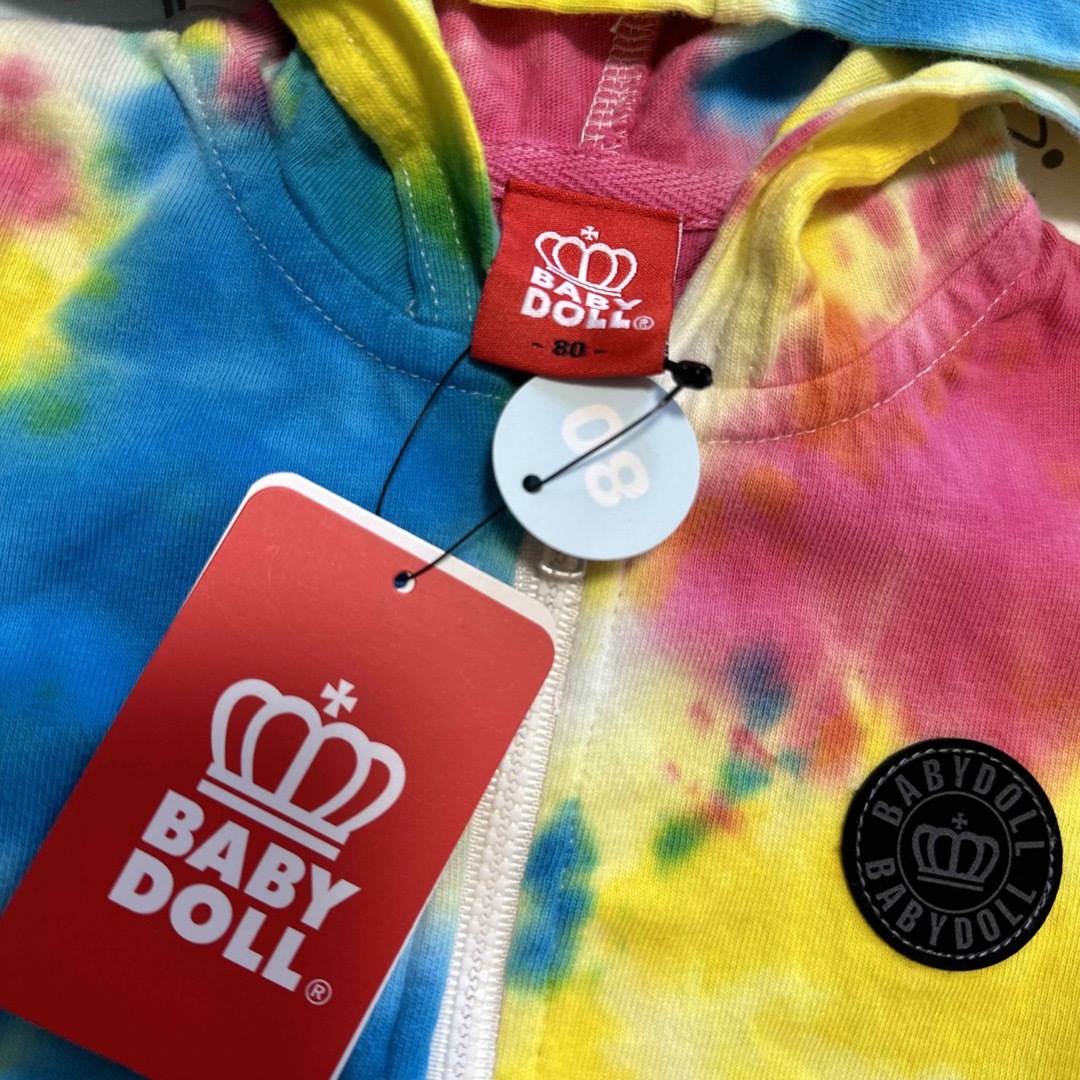 BABYDOLL(ベビードール)のベビードールジップ半袖パーカー キッズ/ベビー/マタニティのベビー服(~85cm)(シャツ/カットソー)の商品写真