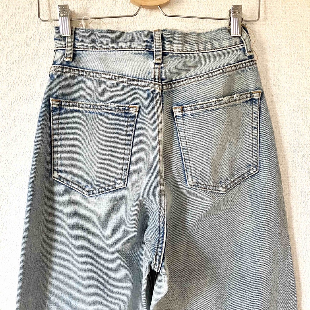 MOUSSY HW DAMAGE LOOSE STRAIGHT 25 BLU-