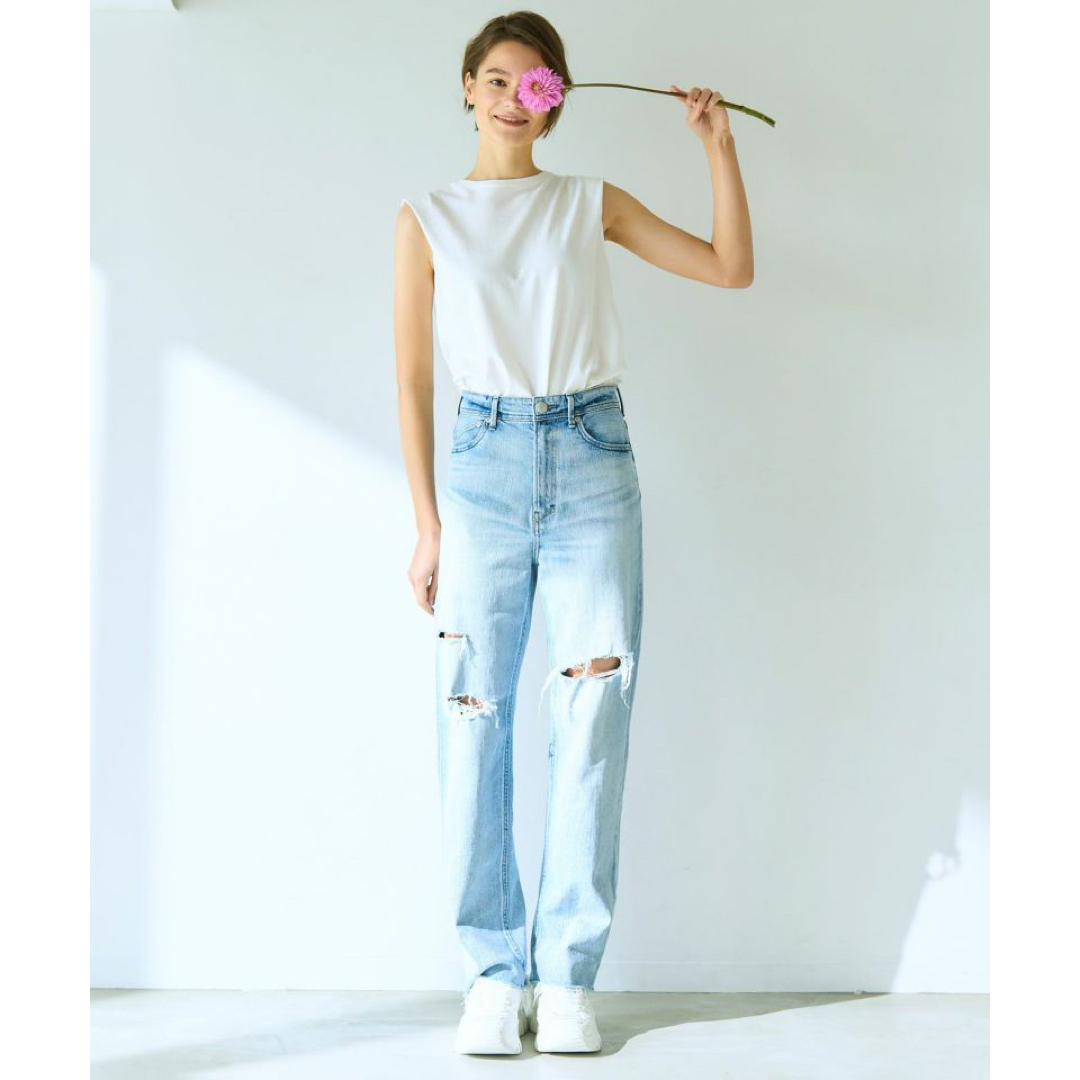 YANUK ボーイズストレート Lea 25 WHT ホワイト デニムパンツ