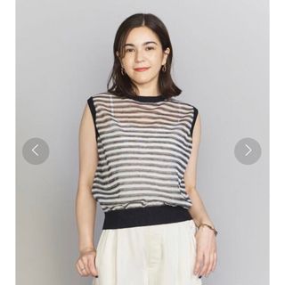 ビューティアンドユースユナイテッドアローズ(BEAUTY&YOUTH UNITED ARROWS)の【美品】BEAUTY&YOUTH シアーボーダー ニット ノースリーブ　フリー(カットソー(半袖/袖なし))