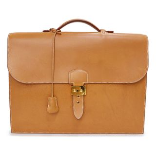 エルメス(Hermes)のエルメス HERMES サック ア デペッシュ 38 ビジネスバッグ ブリーフケース ハンドバッグ ヴァッシュ レザー ブラウン ナチュラル 茶 ゴールド金具 〇Z刻印（中古）(ビジネスバッグ)