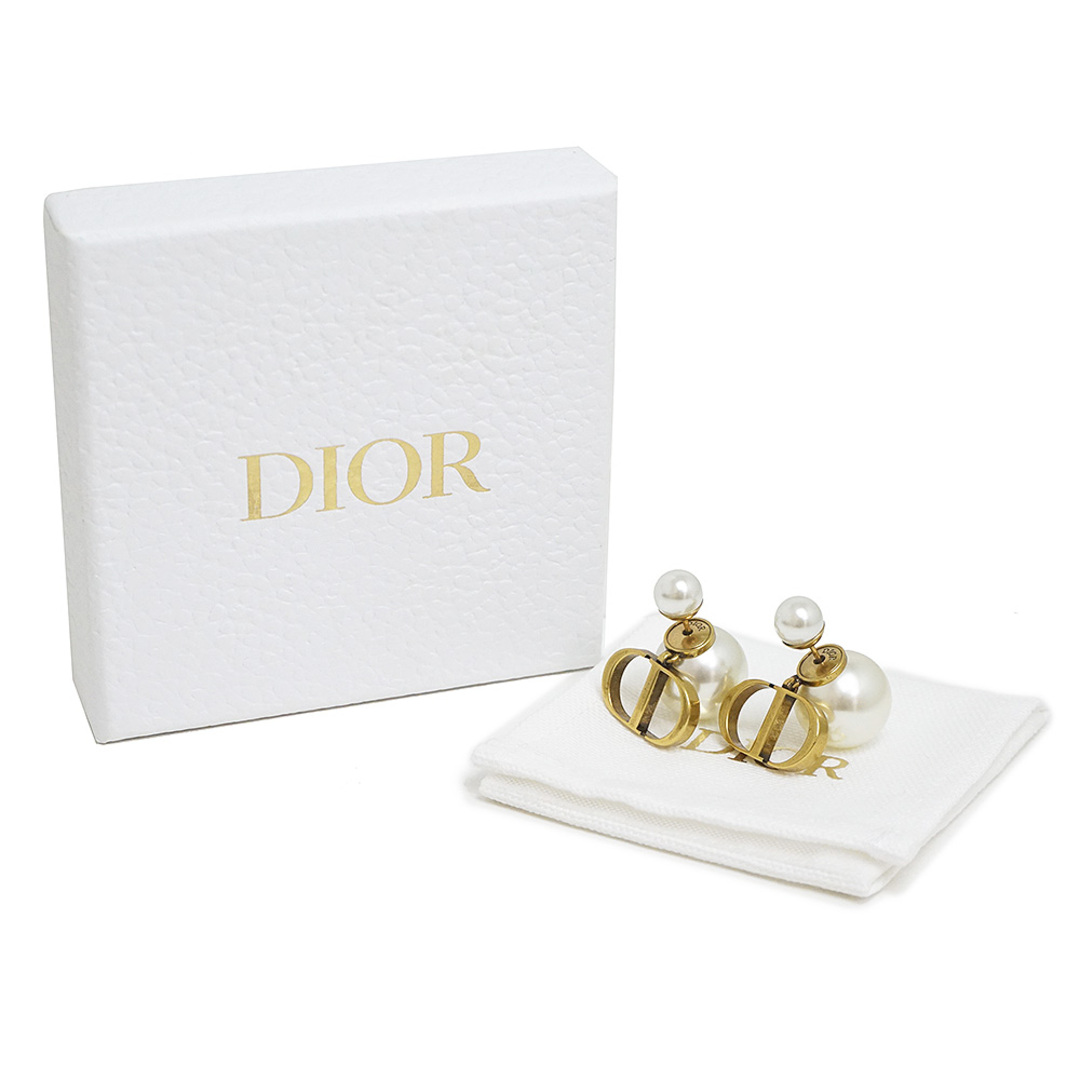 クリスチャンディオール トライバル ピアス パール CDロゴ ホワイト アンティークゴールド 白 E1293TRIRS 箱付 Christian  Dior（新品・未使用品）