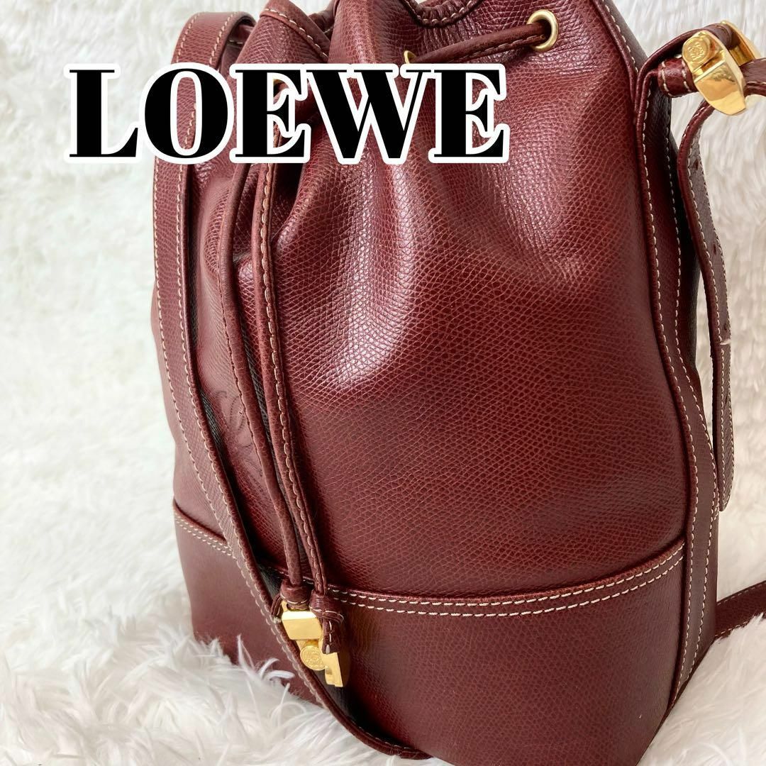 ロエベ LOEWE ミニショルダーバッグ アナグラム レザー レッド