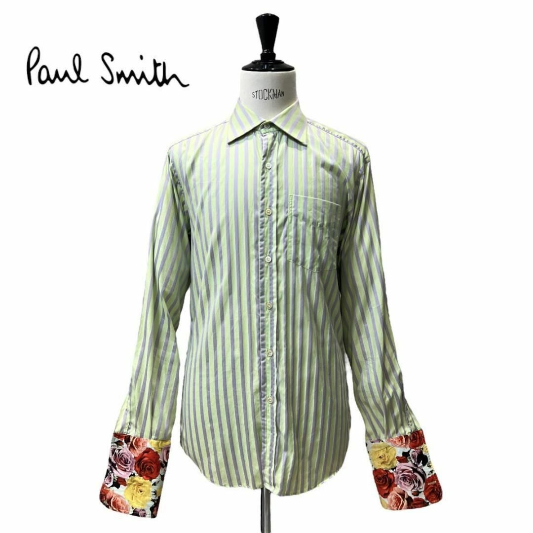 イタリア製 Paul Smith ダブルカフス ドレス シャツ ストライプ柄