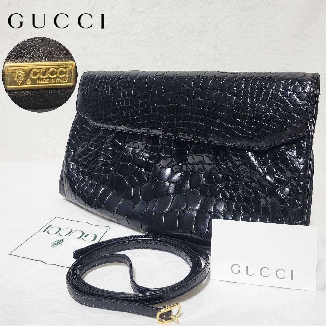 Gucci - オールドグッチ 2WAY ショルダーバッグ クラッチバッグ クロコ