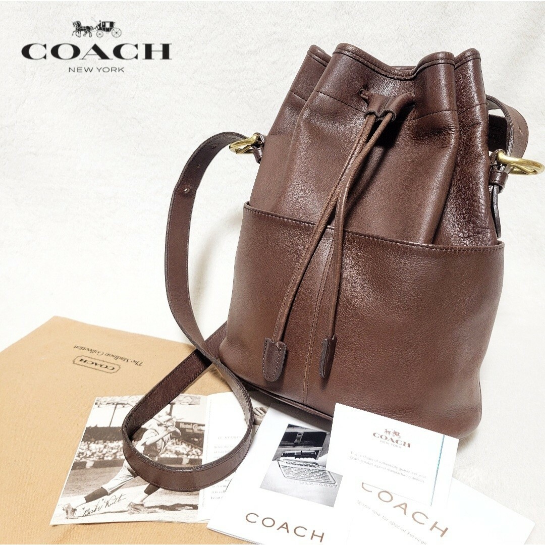 【良品】OLD COACH　2WAY ショルダーバッグ 巾着 4151 茶色