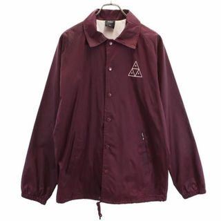 ハフ(HUF)のハフ コーチ バック プリント ナイロンジャケット M ボルドー HUF ロゴ メンズ 【中古】  【230917】(ダッフルコート)