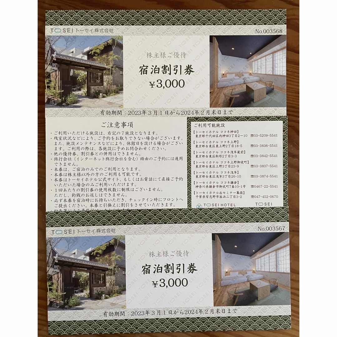 トーセイ株主優待宿泊割引券 3枚 TOSEI 株主優待の通販 by