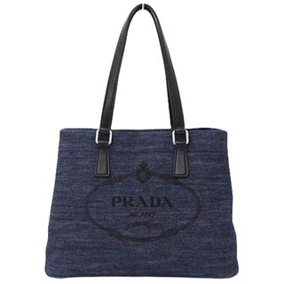 Aランク プラダ チェーンショルダーバッグ BR3997 ナイロン レザー ブラック PRADA トートバッグ レディース