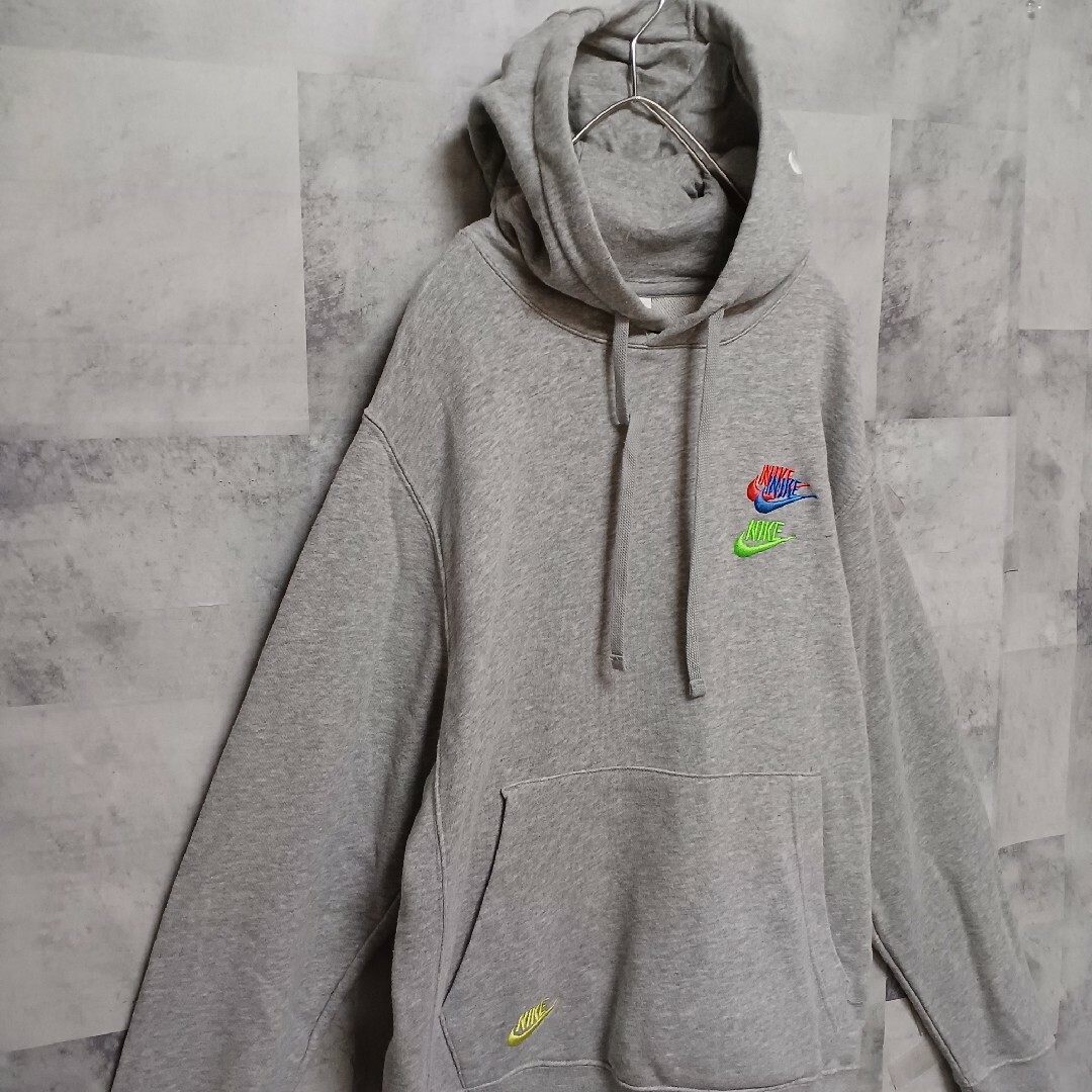 NIKE - ナイキ NIKE メンズパーカー グレー M スウッシュ 連結