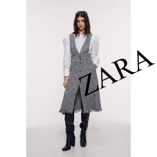 ザラ(ZARA)の美品　ZARA ザラ　ジャンパースカート　ロングワンピース　ツイード　人気　完売(ロングワンピース/マキシワンピース)