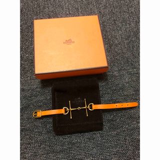 エルメス(Hermes)の【美中古】HERMES モールレザーブレスレット ゴールド金具(ブレスレット/バングル)