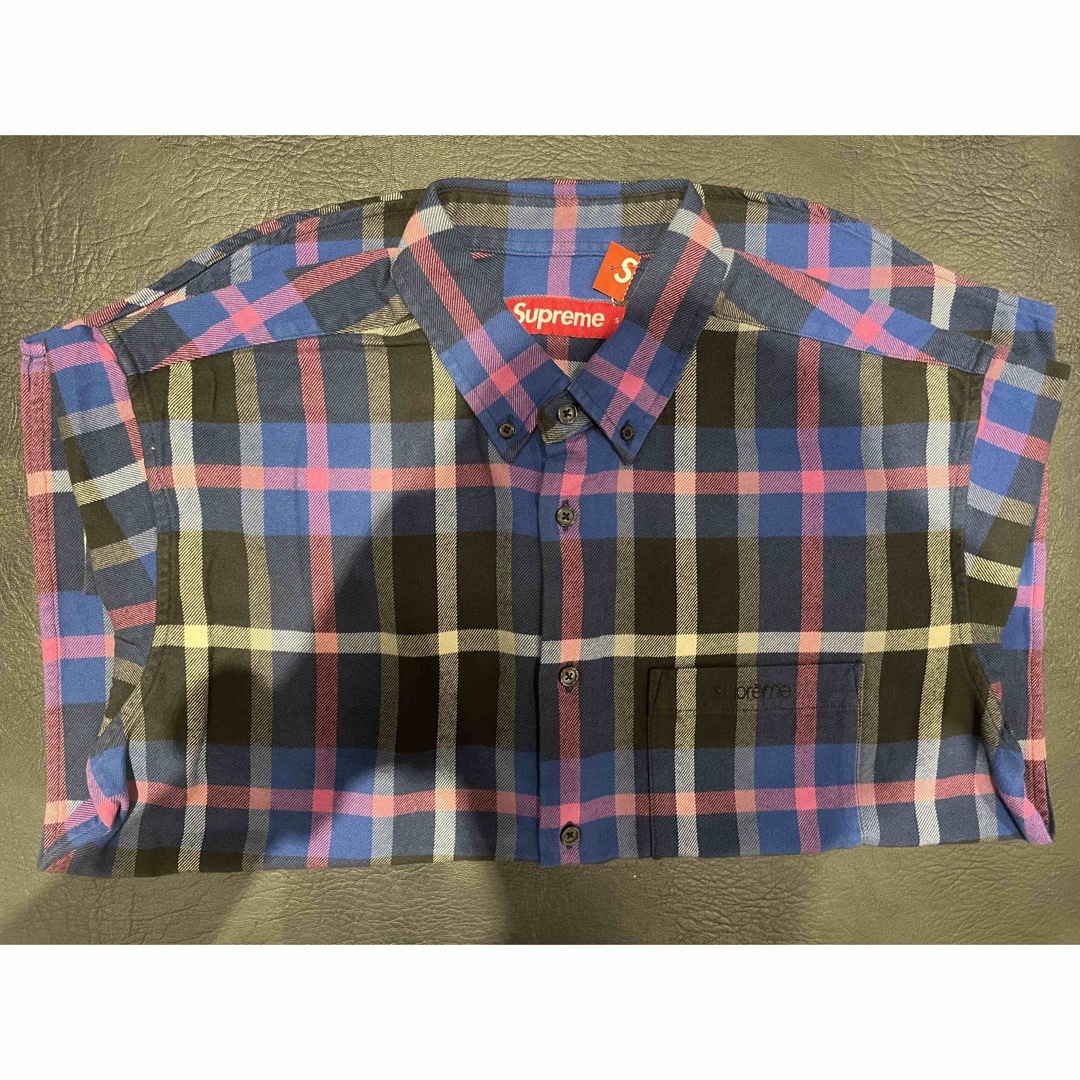 supreme Plaid Flannel Shirt Blue Sサイズ