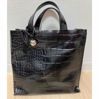 【希少】フルラ　FURLA クロコダイル　型押し　トートバッグ　チャーム付き