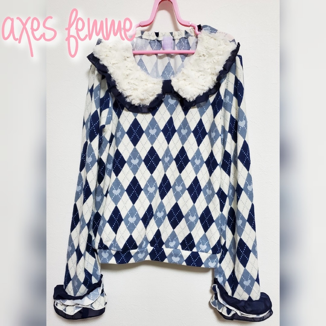 axes femme(アクシーズファム)の【150】アクシーズファム　長袖　トップス　ブルー キッズ/ベビー/マタニティのキッズ服女の子用(90cm~)(ニット)の商品写真