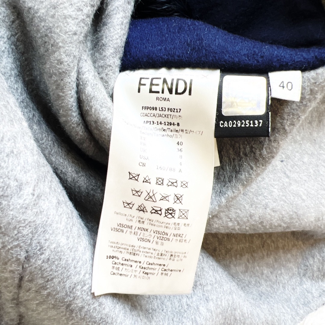 極美品 FENDIフェンディ ミンク カシミヤ ダブルフェイス ケープ コート