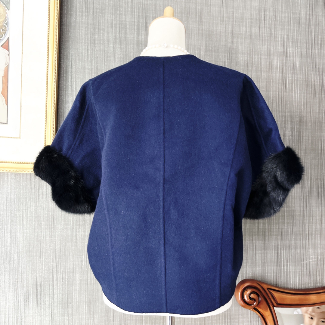 極美品 FENDIフェンディ ミンク カシミヤ ダブルフェイス ケープ コート