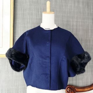 フェンディ(FENDI)の極美品　FENDIフェンディ  ミンク　カシミヤ　ダブルフェイス　ケープ　コート(毛皮/ファーコート)