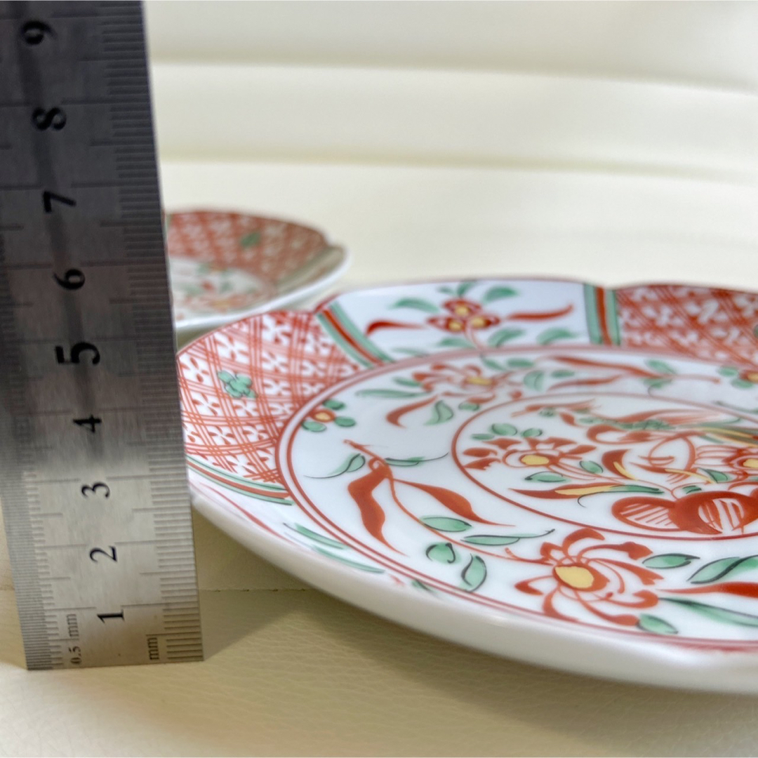 たち吉 - たち吉 赤絵 花鳥 輪花皿 2枚セット 中皿 お正月 古伊万里 和