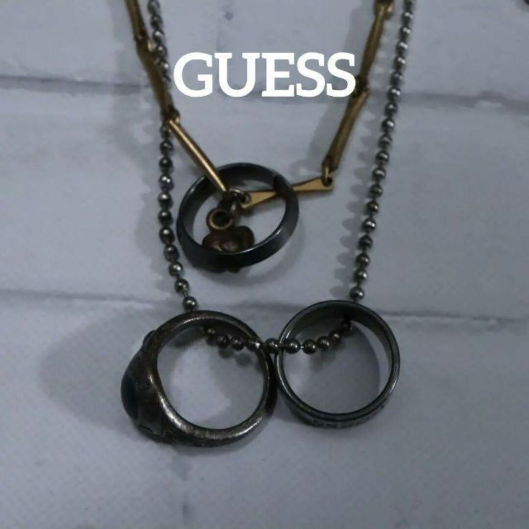 GUESS(ゲス)の【匿名配送】GUESS ゲス ネックレス 2連 シルバー リング ゴールド レディースのアクセサリー(ネックレス)の商品写真