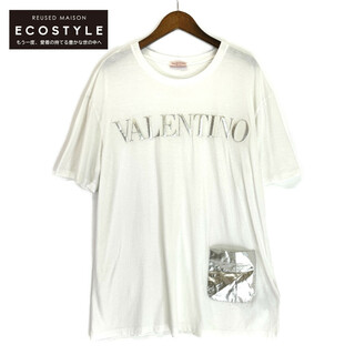 ヴァレンティノ(VALENTINO)のヴァレンティノ XV3MG10V84N ホワイト エンボスロゴ クルーネックTシャツ XXL(その他)