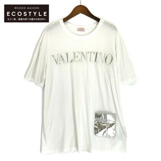 ヴァレンティノ(VALENTINO)のヴァレンティノ XV3MG10V84N ホワイト エンボスロゴ クルーネックTシャツ XXL(その他)