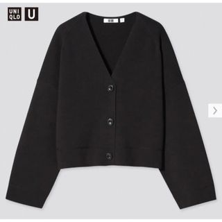 ユニクロ(UNIQLO)のユニクロ UNIQLO ミラノリブVネックカーディガン（長袖）M ブラック 黒(カーディガン)