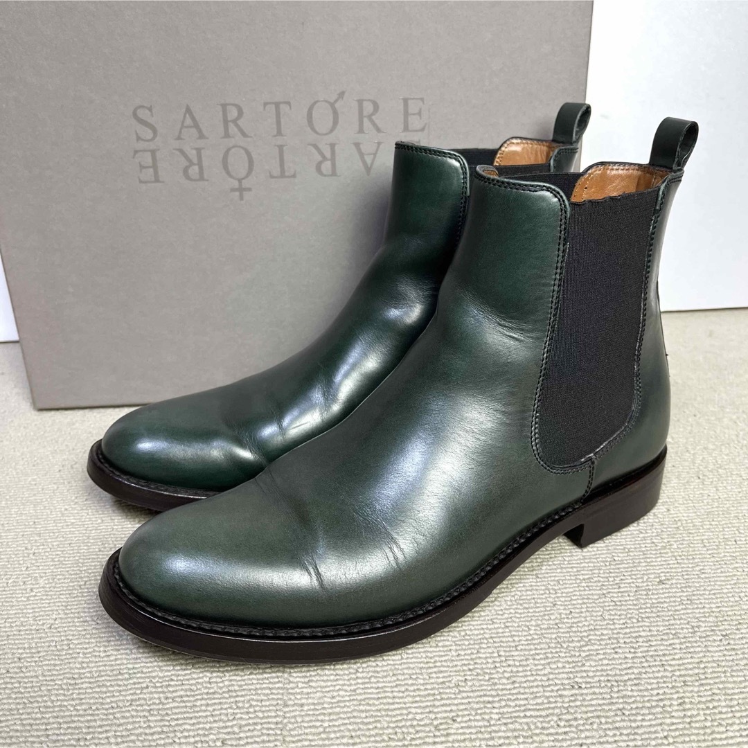 37 SARTORE サイドゴア ショートブーツ グリーン サルトル 24 | stor4m.com