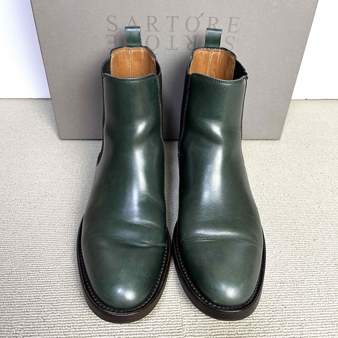 37 SARTORE サイドゴア ショートブーツ グリーン サルトル 24