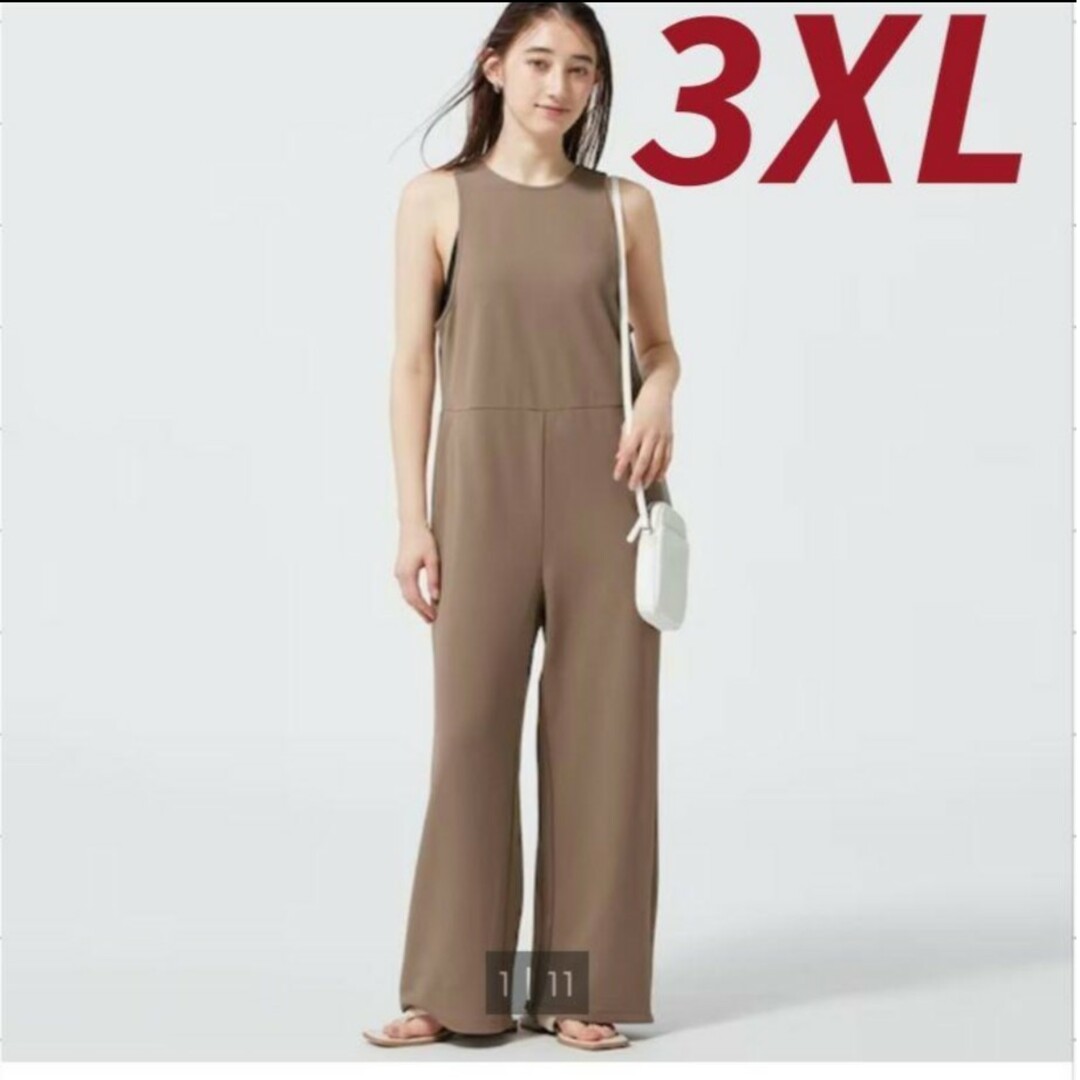 GU(ジーユー)の3XL 　ブラウン　カットソーサロペットパンツ　ユニクロ　ZARA しまむら レディースのパンツ(サロペット/オーバーオール)の商品写真