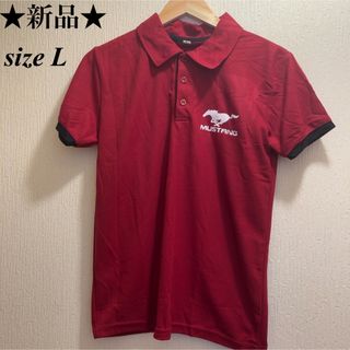 新品★レッド★MUSTANG★ポロシャツ★ゴルフウェア★ユニセックス★L(ポロシャツ)