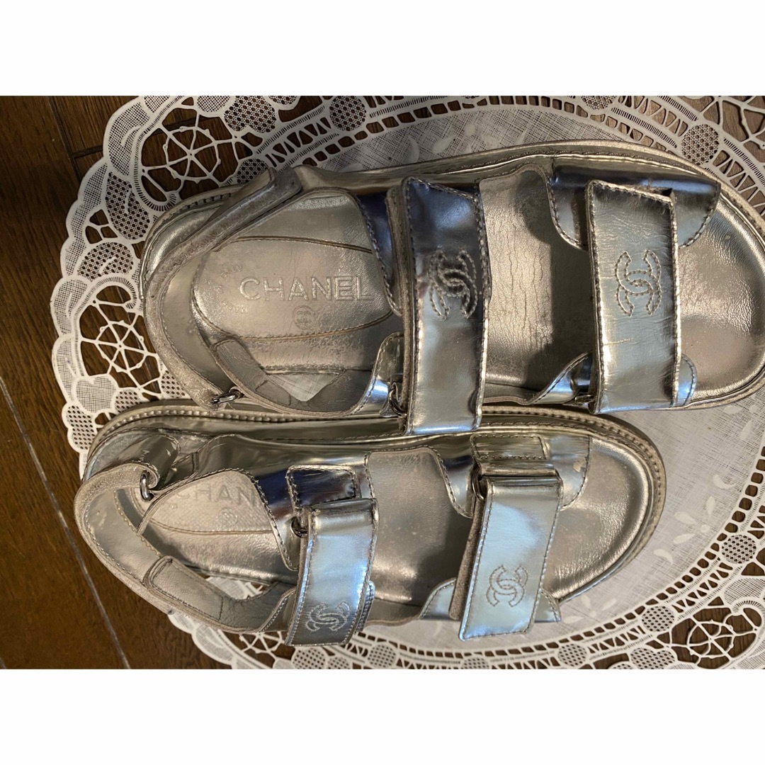 CHANEL☆レザー ココマークリボン付 サンダル ミュール(36C)-