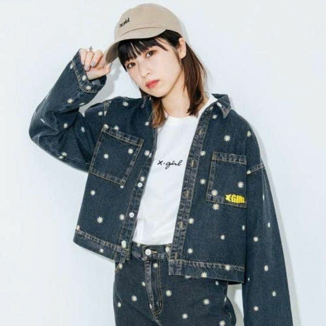 エックスガール デニムジャケット 花柄 刺繍 X-GIRL Gジャン デニム M