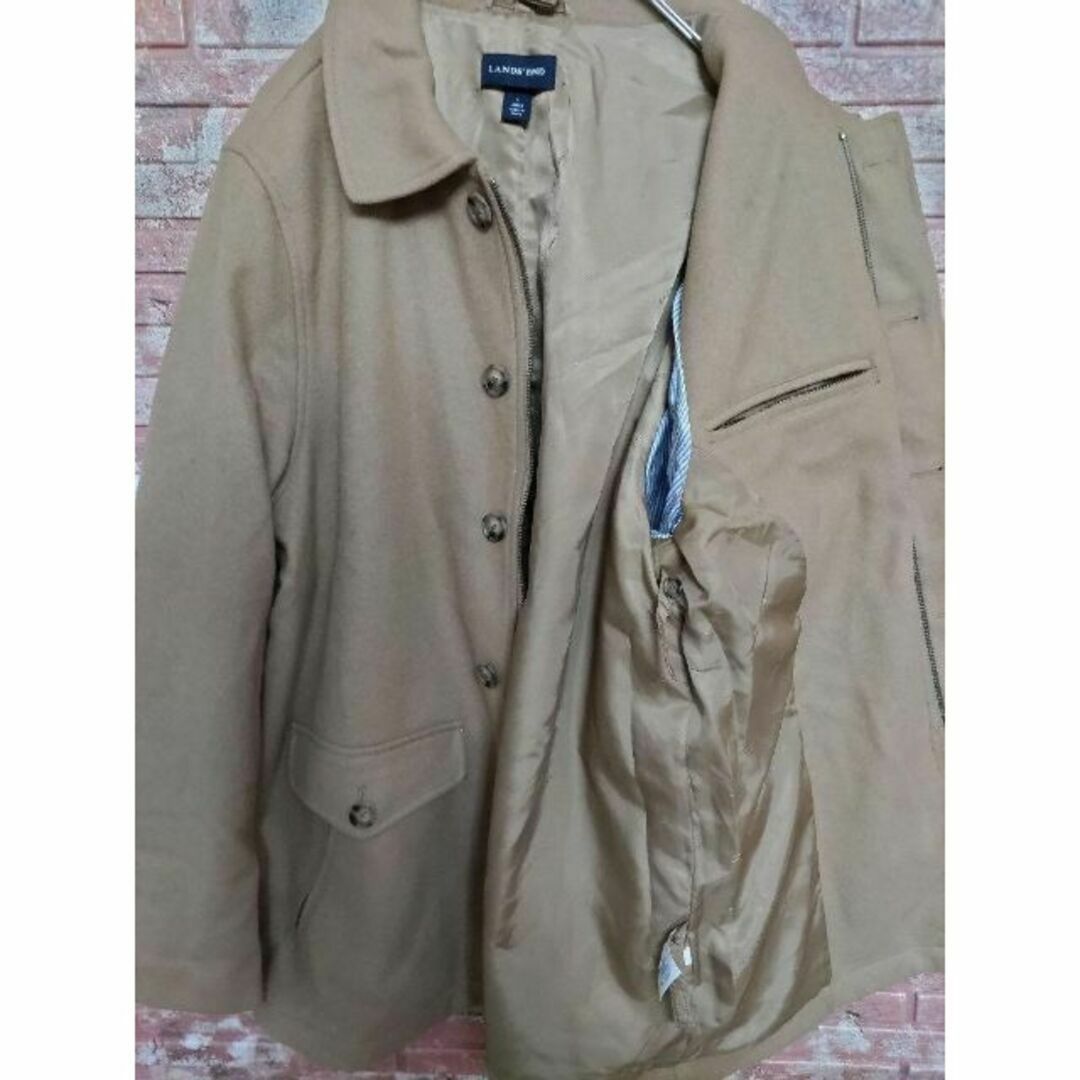 LANDS'END - LANDS'END ランズエンド ウール混じり ハーフコート