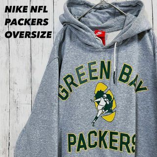 ナイキ(NIKE)のメンズ古着 NIKE NFL パッカーズゆるだぼオーバーサイズプリントパーカー灰(パーカー)