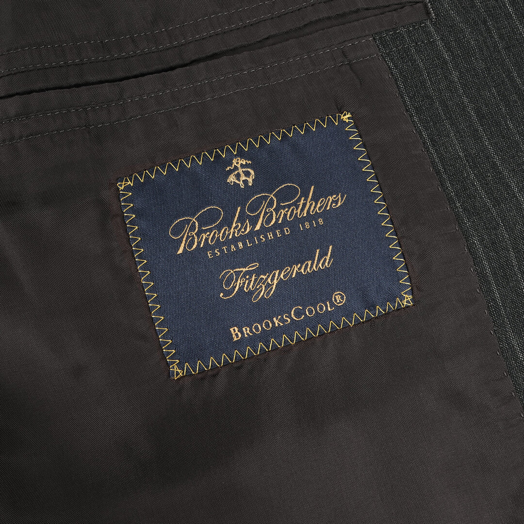 BROOKS BROTHERS ブルックスブラザーズ ヘリンボーンストライプ ウール 2B テーラードジャケット & スラックス パンツ セットアップ スーツ Fitzgerald フィッツジェラルド グレー 40SHT 34W 【メンズ】