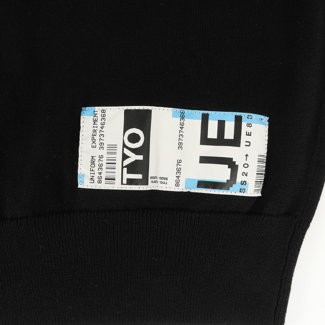 UNIFORM EXPERIMENT ユニフォームエクスペリメント ニット サイズ:4 20SS アテンションタグ シーアイランドコットン ニット UE ATTENTION TAG CREWNECK KNIT ブラック 黒 トップス カジュアル 長袖 【メンズ】【美品】