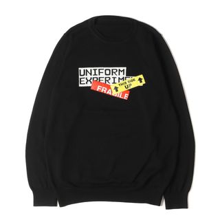 UNIFORM EXPERIMENT ユニフォームエクスペリメント ニット サイズ:4 20SS アテンションタグ シーアイランドコットン ニット UE ATTENTION TAG CREWNECK KNIT ブラック 黒 トップス カジュアル 長袖 【メンズ】【美品】