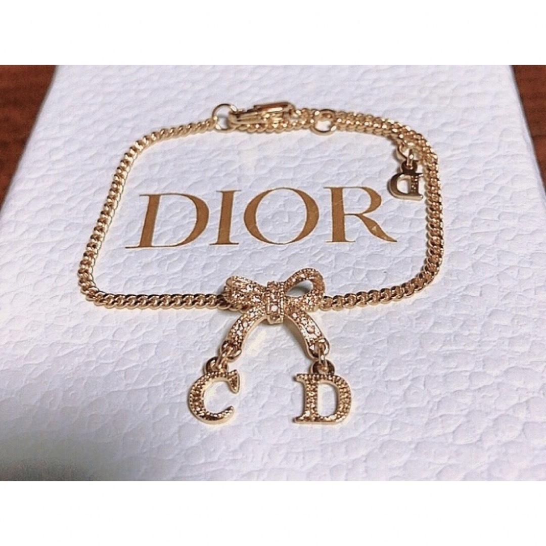 Dior ピンクゴールド リボン ブレスレット可愛い ストーン | フリマアプリ ラクマ