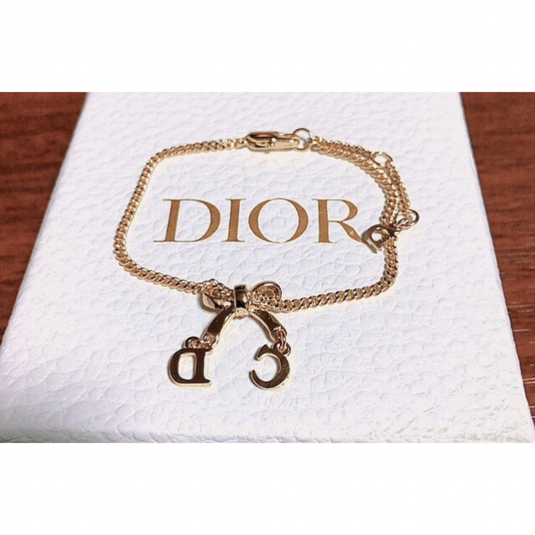 Dior ピンクゴールド リボン ブレスレット可愛い ストーン