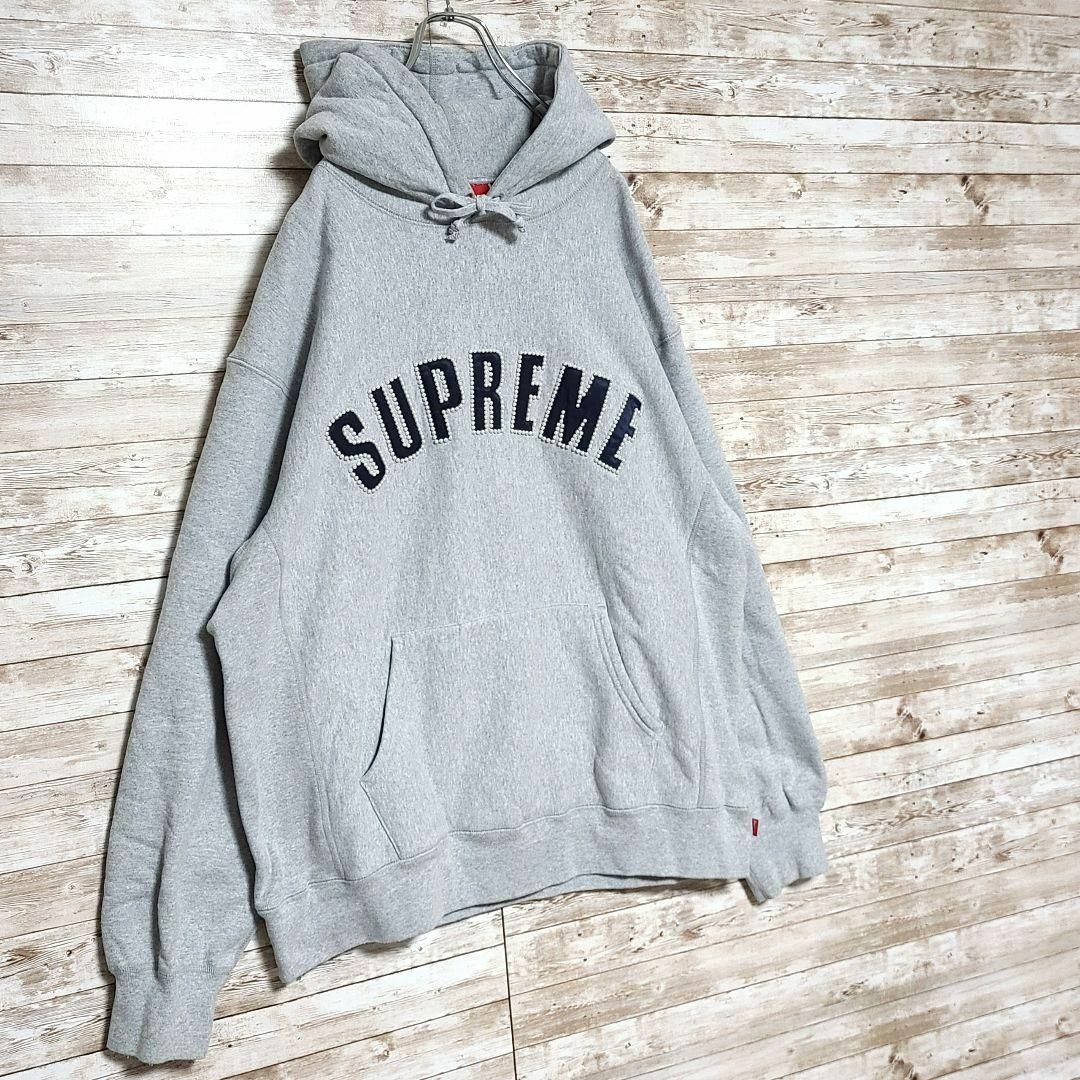 【即完モデル‼︎】SUPREME◎アシンメトリー ロゴ刺繍 パーカー B77