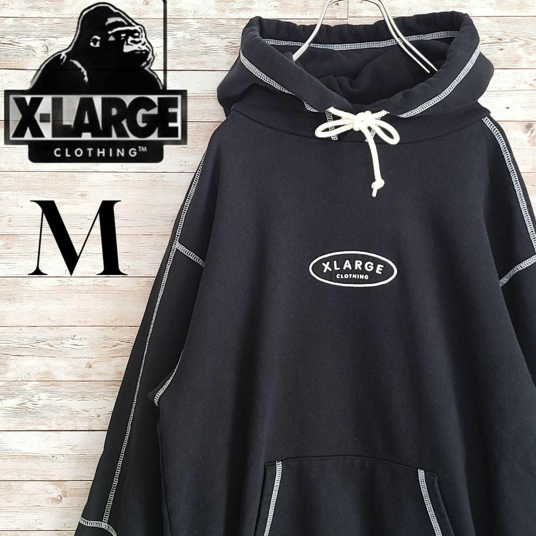 XLARGE エクストララージ パーカー 総柄 刺繍 カモフラ 肉厚 サイズL