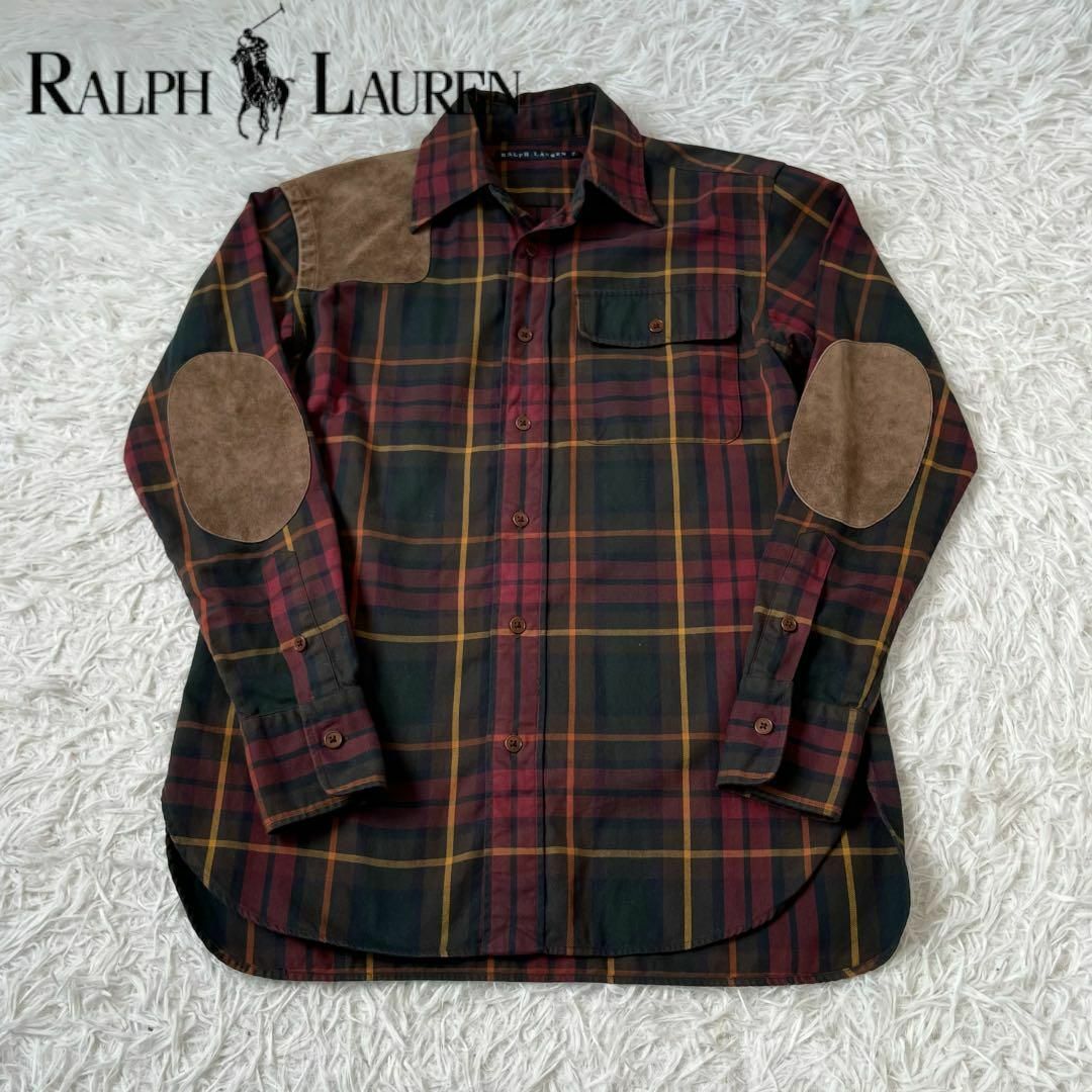 Ralph Lauren(ラルフローレン)のラルフローレン　レザー　パッチ　チェック　シャツ　ブラウン　秋 レディースのトップス(シャツ/ブラウス(長袖/七分))の商品写真