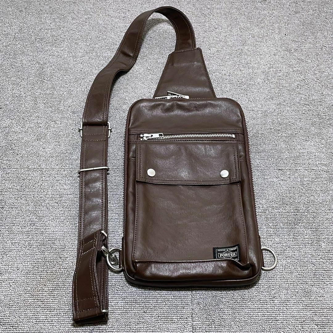 美品】PORTER ポーター フリースタイル ショルダーバッグ ダーク