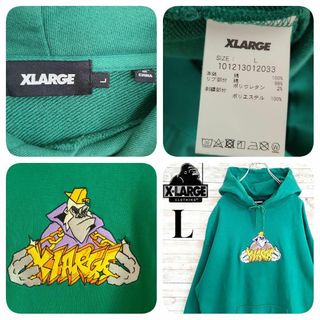 XLARGE エクストララージ パーカー 総柄 刺繍 カモフラ 肉厚 サイズL